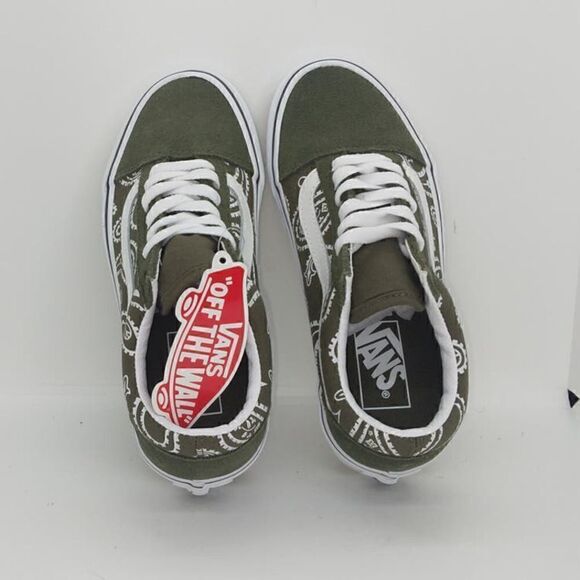 VANS Old Skool Womens NEW Green & White Paisley Skate Sneakers - sz. 5 - Picture 4 of 7